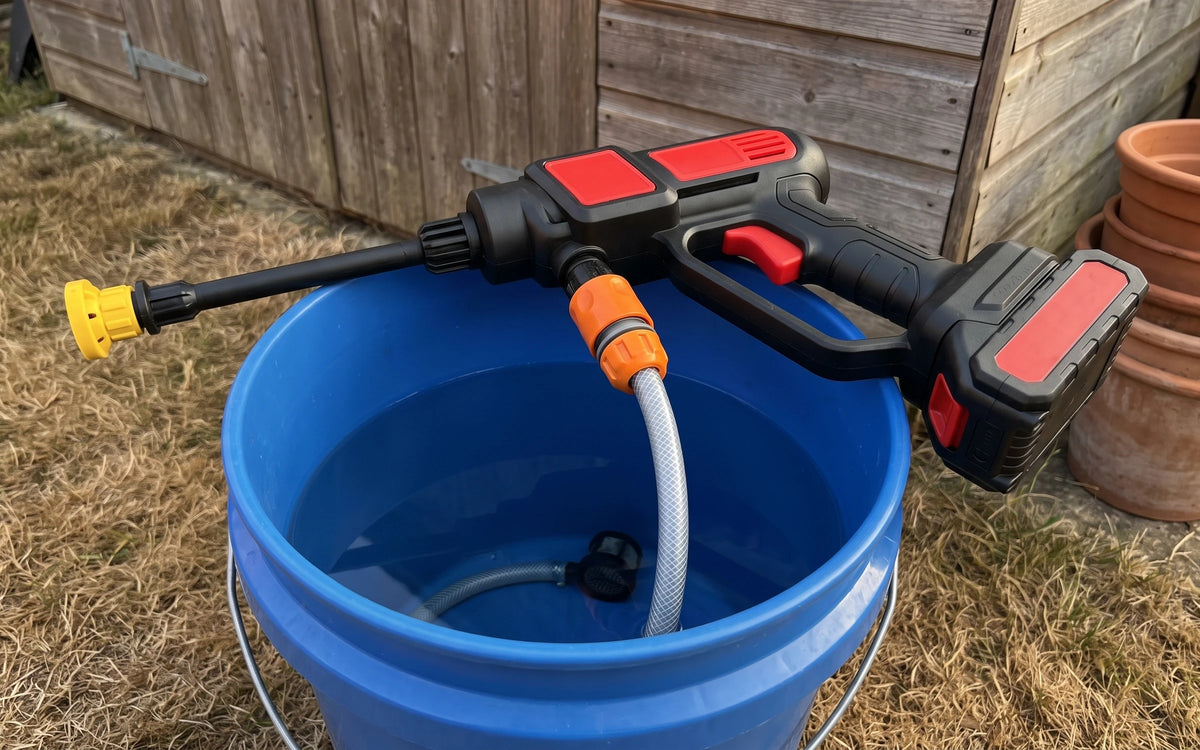 Water from a bucket.